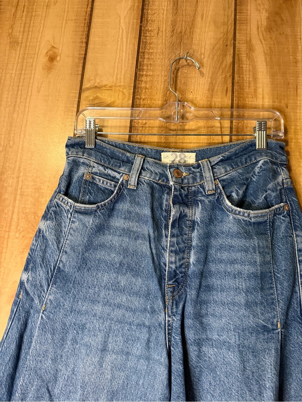 Free People "We The Free" Wide-Leg Jeans $148 Retail Raw Hem - Picture 7 of 14